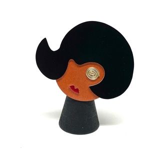 Stylized Face Brooch - Modernist Pin